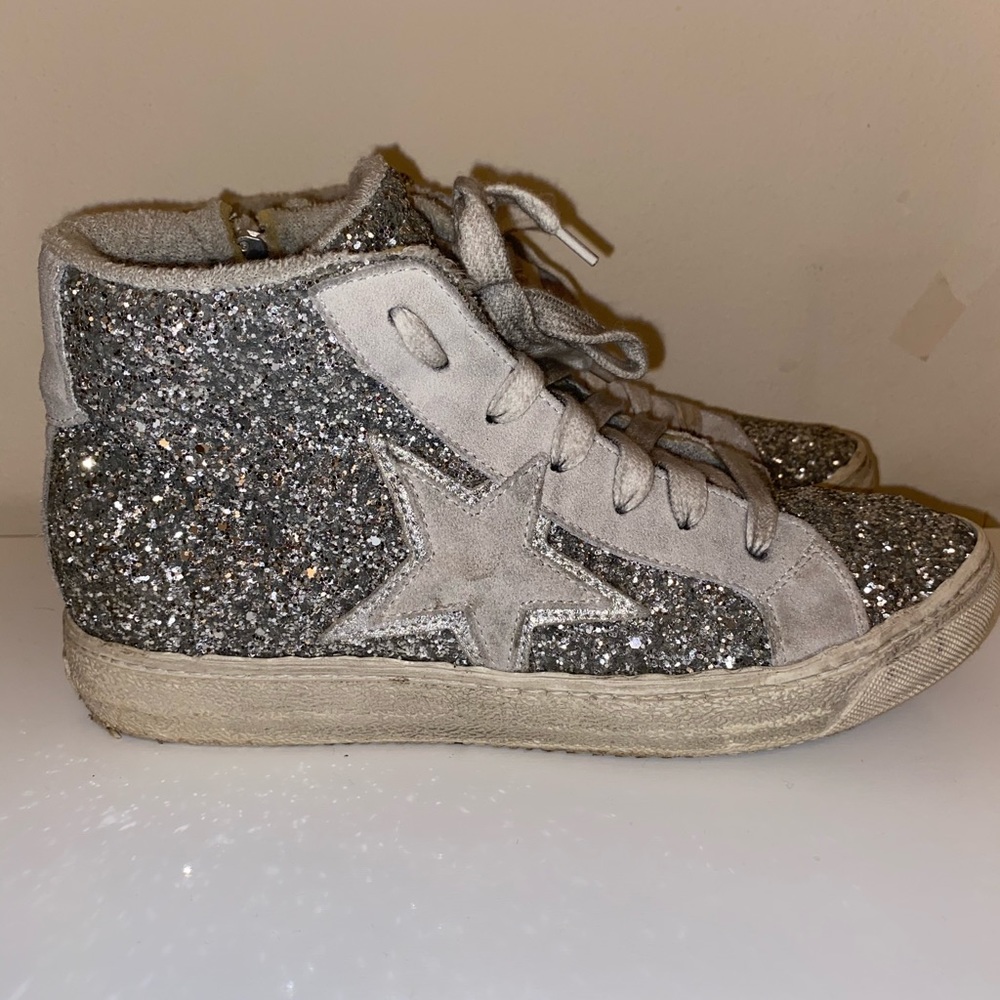 The Shoe Box designer high top sparkly sneakers